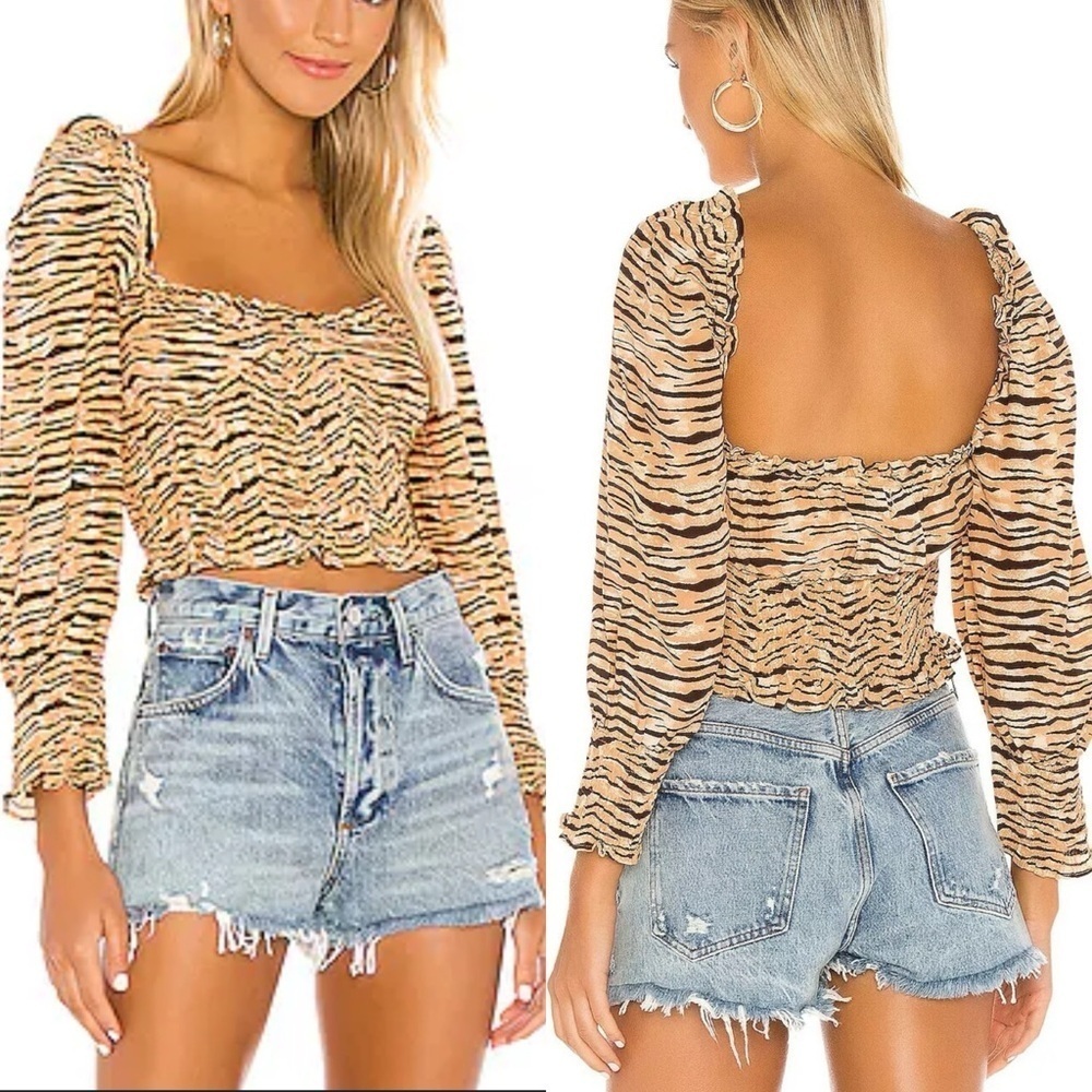 🌻Faithfull The Brand Tiger Print  Sleeve Top